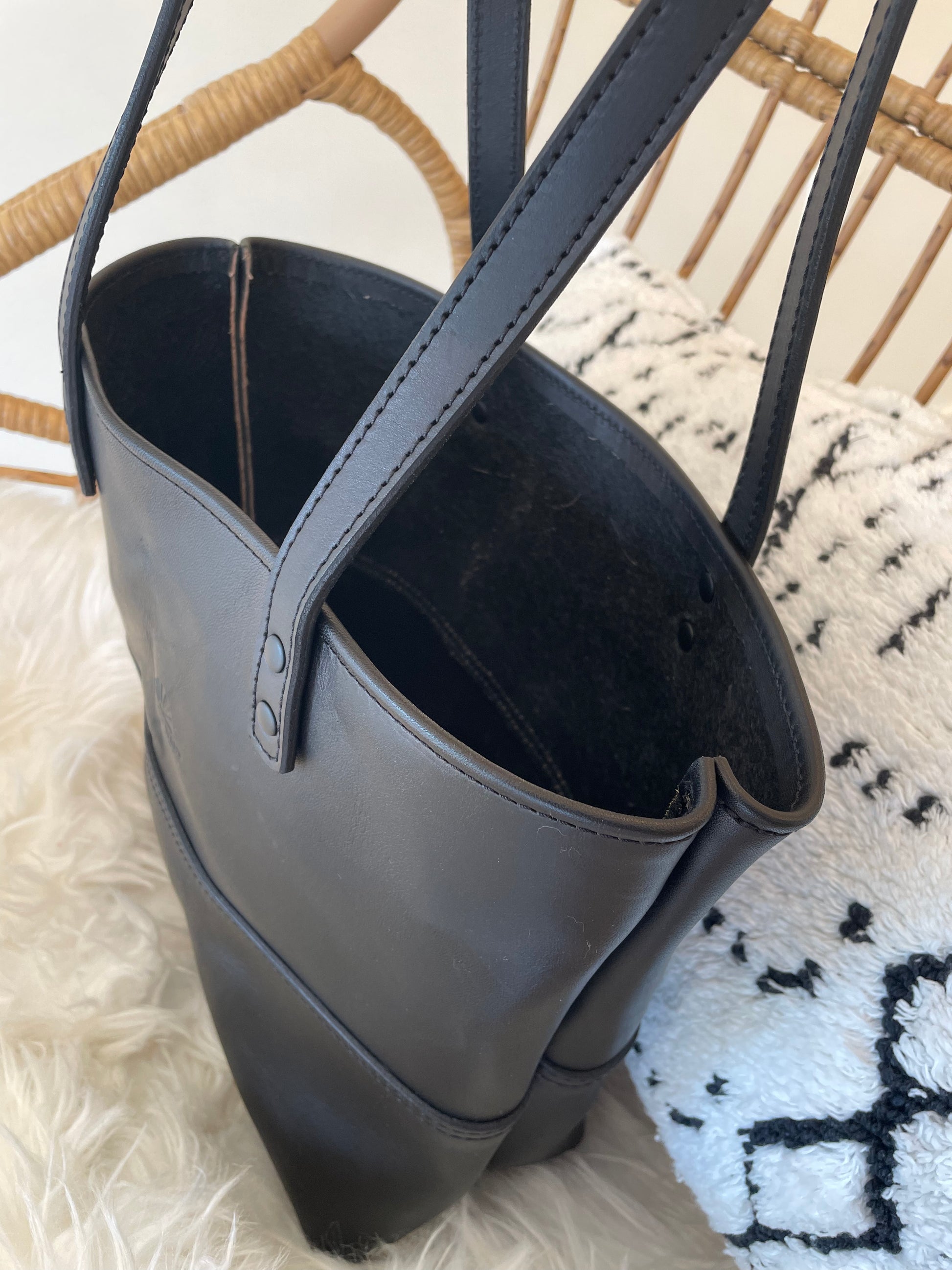 Blacked Out Handcrafted Mid-Size Market Tote